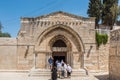 Facade of  Church of the Sepulchre of Saint Mary, also Tomb of the Virgin Mary, a Christian tomb in the Kidron Valley, at the foot Royalty Free Stock Photo