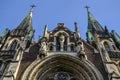 The facade of the church of Sts. Olha and Elizabeth. Lviv, Ukraine