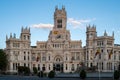 Facade of City Hall and Cibeles statue in Madrid, Spain