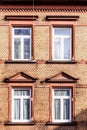 facade of classicistic house with brick wall Royalty Free Stock Photo