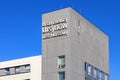 Facade and clock tower of Ursynow district Municipality Hall office building at Aleja Komisji Edukacji Narodowej Avenue in Imielin Royalty Free Stock Photo