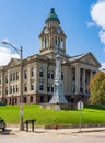 Facade and clock tower of Winneshiek County Courthouse in Decorah Iowa Royalty Free Stock Photo