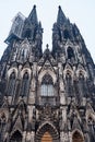 Facade of Cologne Cathedral at evening. Cologne Cathedral. World Heritage - a Roman Catholic Gothic cathedral in Cologne Royalty Free Stock Photo