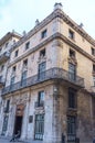 Facade of a colonial building with balcony in old Havana, Cuba, Caribbean Royalty Free Stock Photo