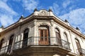 Facade of a colonial building with balcony in old Havana, Cuba, Caribbean Royalty Free Stock Photo