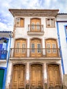 Facade of a colonial building in the streets of Ouro Preto, Brazil Royalty Free Stock Photo