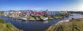 Facade of colorful houses along the bay in Navarre Florida scenic community