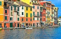 15.03.2018. facade of colorful old buildings and architecture with people walking on dock in small coastal village Portofino in Li