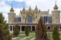 Facade with columns, towers and stained glass windows of Ekiyat Puppet Theater Royalty Free Stock Photo