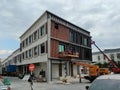 Facade of commercial shops. Multi-story where the lower part is used as a shop