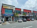 Facade of commercial shops. Multi-story where the lower part is used as a shop