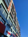 Facade of commercial shops. Multi-story where the lower part is used as a shop