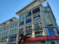 Facade of commercial shops. Multi-story where the lower part is used as a shop