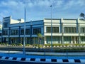 Facade of commercial shops. Multi-story where the lower part is used as a shop