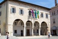 Facade of Communal Palace, used as City Hall, in Forum Square in Pula, Croatia