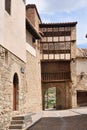 facade of convent and Las Monjas door, Mirambel, Maestrazgo, Castellon, Conunidad Valenciana, Spain Royalty Free Stock Photo