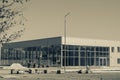 The facade of a corporate building under construction made of glass and concrete Royalty Free Stock Photo