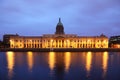 facade of the Customs House at night in Dublin Royalty Free Stock Photo