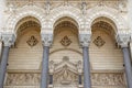 Facade decoration of Basilica of Notre-Dame de Fourviere in Lyon Royalty Free Stock Photo
