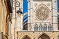 Facade of the Gothic cathedral of Leon, Spain Royalty Free Stock Photo