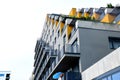 Facade detail of modern condominium buildings. design and architecture Royalty Free Stock Photo