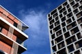 Facade detail of modern condominium buildings. design and architecture Royalty Free Stock Photo