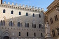 Facade detail of the Salimbeni Palace, Banca Monte dei Paschi di Siena. Siena, Tuscany, Italy. Royalty Free Stock Photo