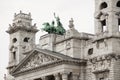 The facade details of the Ethnographic Museum situated in Kossuth Square, opposite the Parliament building, in Budapest. Royalty Free Stock Photo