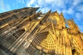 Facade of the Dom church in the city Cologne with blue sky Royalty Free Stock Photo