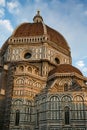 Facade and Dome of Cathedral of Saint Mary of Flower in Florence in Sunrise, Italy Royalty Free Stock Photo