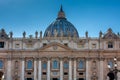 Facade and dome of the Papal Basilica of St. Peter in the Vatican Royalty Free Stock Photo