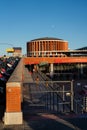 Facade of the entrance of the commuter train at the Atocha station in the city of Madrid. Royalty Free Stock Photo