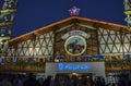 Facade and entrance of the Pschorr brewery tent at beer festival Oktoberfest in Munich