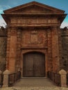 The facade of the entrance to the old fortification fortress Royalty Free Stock Photo