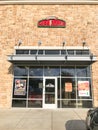 Facade entrance to Papa John`s American pizza restaurant chain Royalty Free Stock Photo