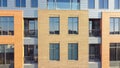 Facade exterior of multistory loft apartment with open balcony, glass windows in downtown Oklahoma City, spacious and stylish Royalty Free Stock Photo