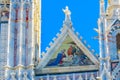 Facade Exterior Nativity Christ Mary Cathedral Church Siena Italy.