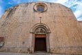 Facade exterior view of Saint Peter church (Esglesia de Sant Pere) Romanesque Style Catholic church
