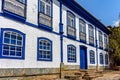 Facade of a famous historic house in colonial style in Diamantina city, Minas Gerais, Brazil. Royalty Free Stock Photo