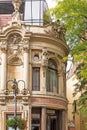 Facade of the famous hotel in an old European city.