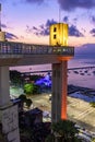 Facade of the famous Lacerda elevator illuminated at night of the city of Salvador Royalty Free Stock Photo