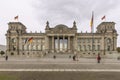 The facade of the famous Reichstag building in Berlin, Germany, on a cold and cloudy winter day Royalty Free Stock Photo