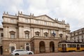 Facade of the famous site Teatro La Scala Opera House. Milan Italy. 22.08.2020 Royalty Free Stock Photo