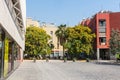 Facade of Filmoteca of Catalonia, film archive, cinemas, exhibition rooms and library in El Raval quarter of Barcelona. Salvador