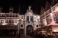 Ghent, Belgium, 03/02/2020. Facade of the Fish Market with the statue of Neptune in Sint-Veerleplein square