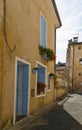 Facade with blue door window Brantome France Royalty Free Stock Photo