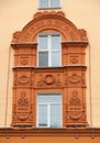 Facade framing window of brick house, Smolensk, Russia