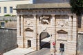 Facade of Gate of Terraferma Gate of Zara, the most famous gate of Zadar, Croatia, and the wall fortification in the old town Royalty Free Stock Photo