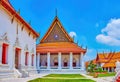 Facade of Ubosot, the Ordination Hall of Wat Mahathat temple in Bangkok, Thailand