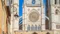 Facade of the Gothic cathedral of Leon, Spain Royalty Free Stock Photo